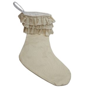 Ruffled Cream Christmas Stocking 3 Layers Ruffled